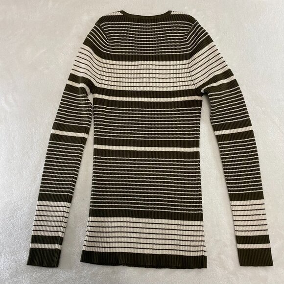 Romeo and Juliet Couture Olive Tan lace Up Long Sleeve Top Rayon - Size Medium - Picture 6 of 9